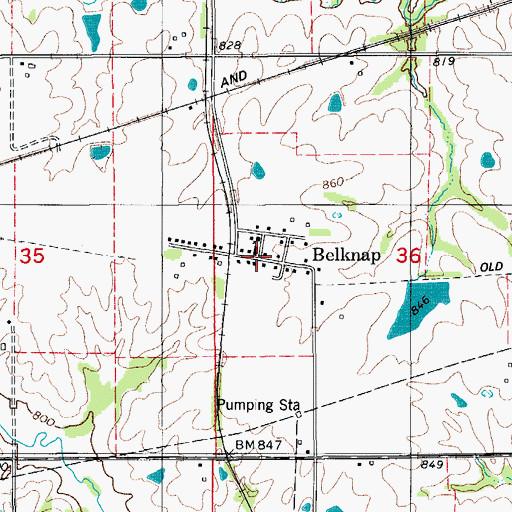 Topographic Map of Belknap Post Office (historical), IA