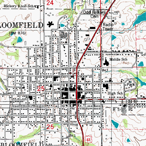 Topographic Map of Davis County Welcome Center, IA