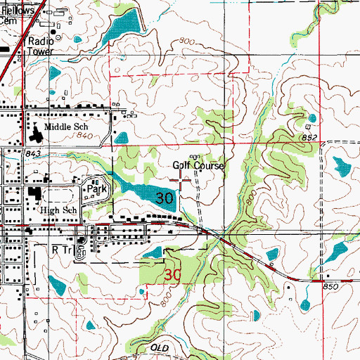 Topographic Map of Bloomfield Country Club, IA