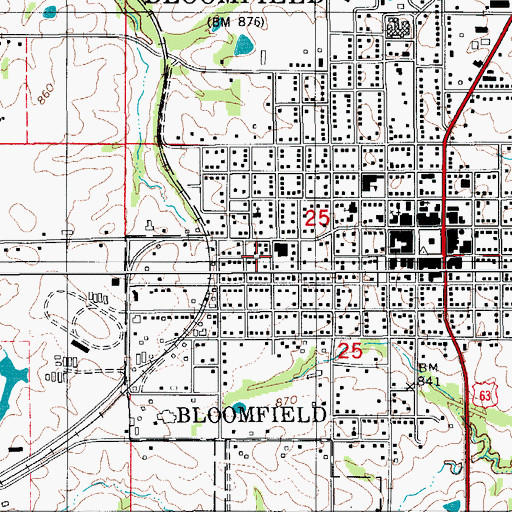 Topographic Map of Bloomfield Dental Association Center, IA