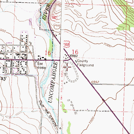 Topographic Map of Ouray County Fairground, CO