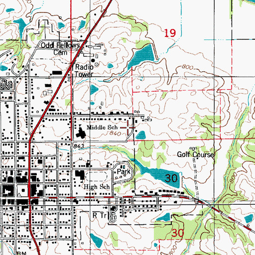 Topographic Map of First Baptist Church, IA