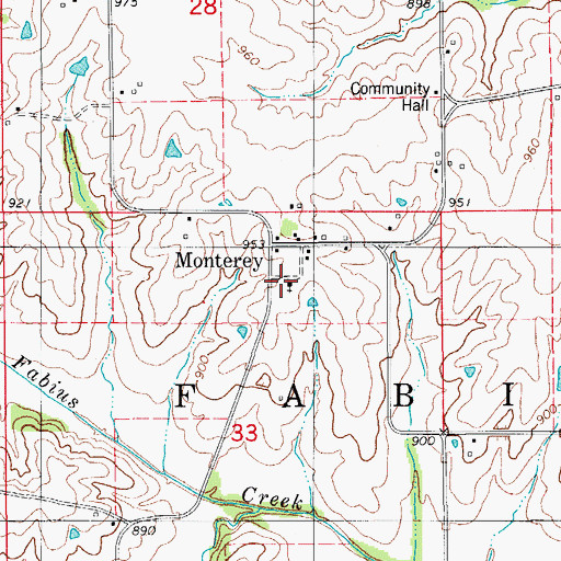 Topographic Map of Monterey Christian Church, IA