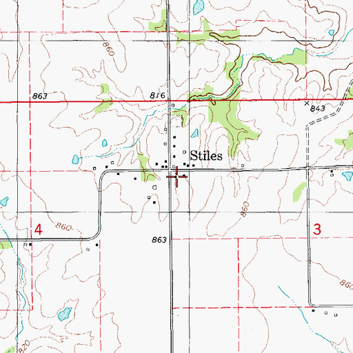Topographic Map of Stiles Christian Church, IA
