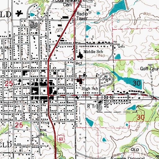 Topographic Map of Davis County High School, IA