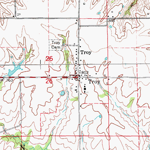 Topographic Map of Troy Elevator, IA