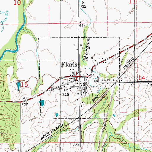 Topographic Map of Floris City Hall, IA