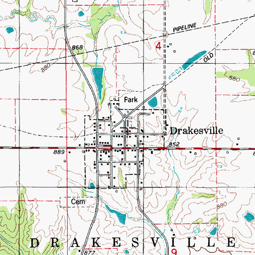 Topographic Map of Drakesville (historical), IA