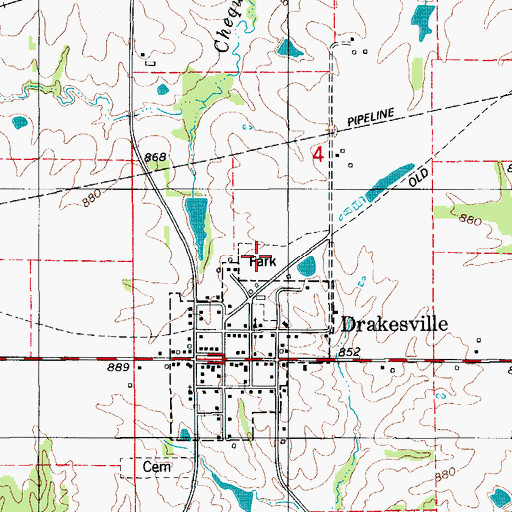Topographic Map of Drakesville Park, IA