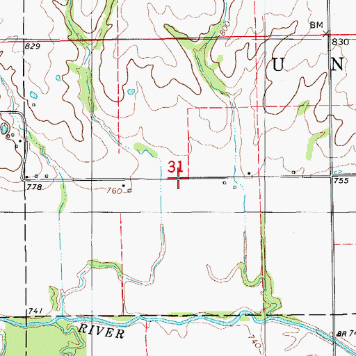 Topographic Map of Fountain Cemetery, IA