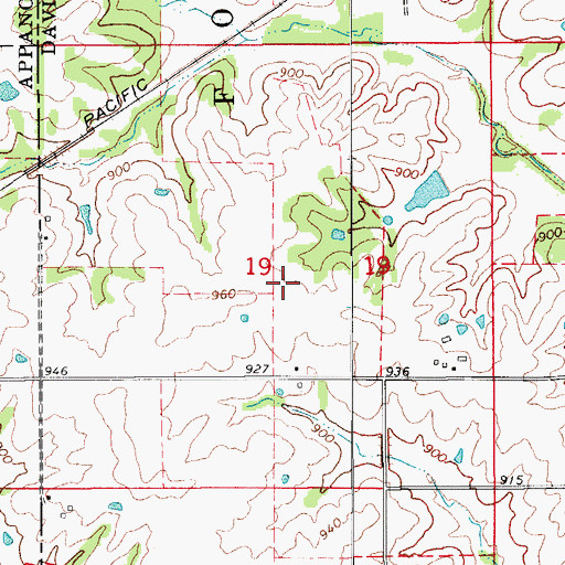 Topographic Map of Pelly Cemetery, IA