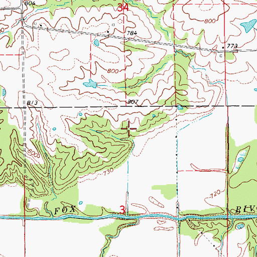 Topographic Map of Wheaton Cemetery, IA