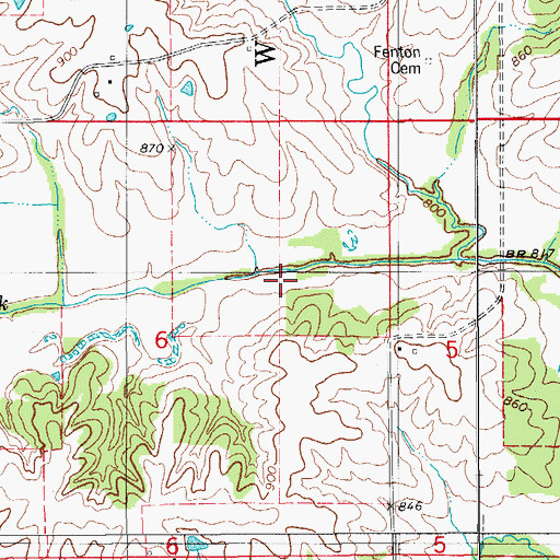 Topographic Map of Kelley Cemetery, IA