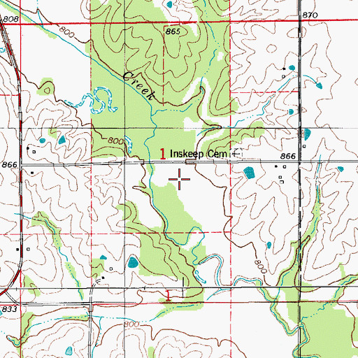 Topographic Map of Bragg Cemetery, IA