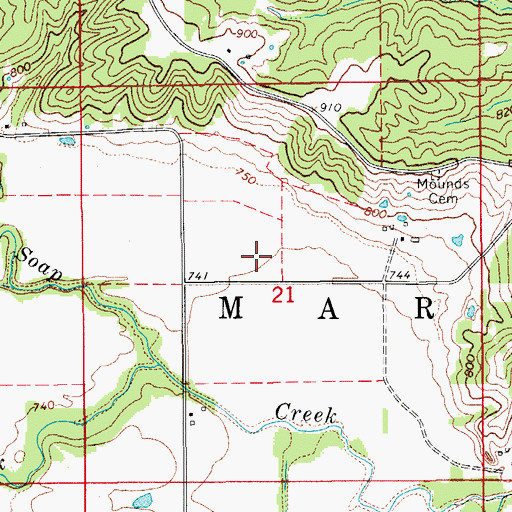 Topographic Map of Hanson Cemetery, IA