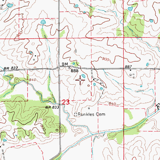 Topographic Map of Baptist Cemetery, IA