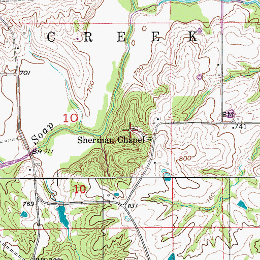 Topographic Map of Sherman Chapel Cemetery, IA