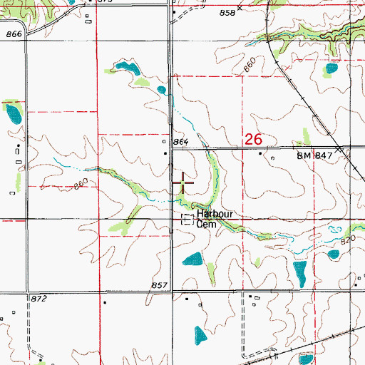 Topographic Map of Roland Cemetery, IA