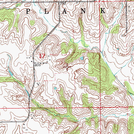Topographic Map of Belva Deer Recreation Area, IA