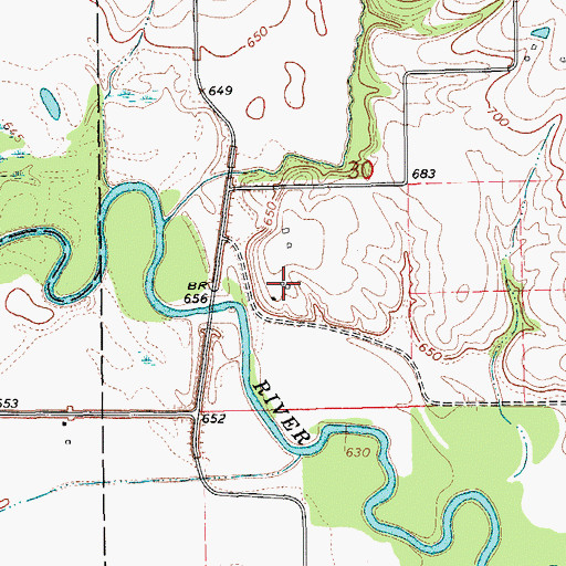 Topographic Map of Warner's Mill Post Office (historical), IA