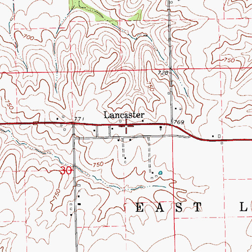 Topographic Map of Lancaster Post Office (historical), IA