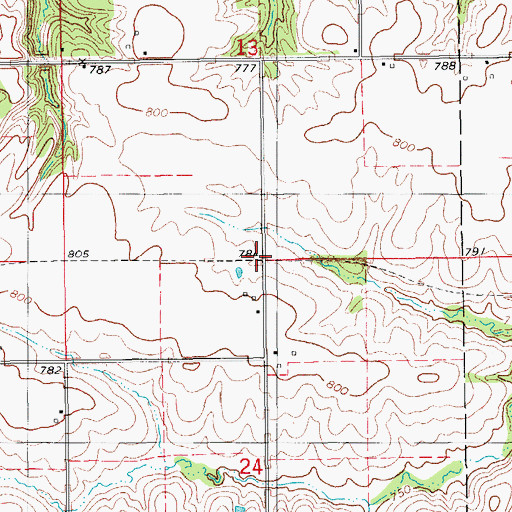 Topographic Map of Nugent Post Office (historical), IA
