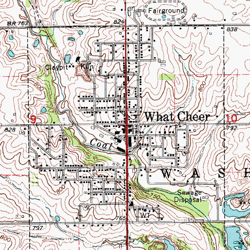 Topographic Map of What Cheer Police Department, IA