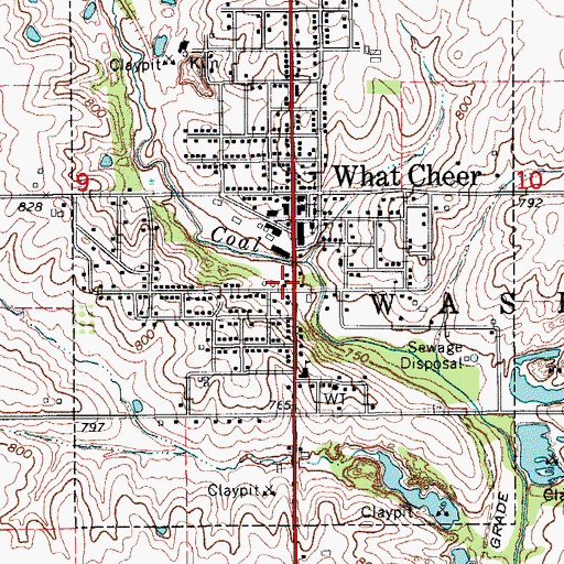 Topographic Map of What Cheer Fire Department, IA
