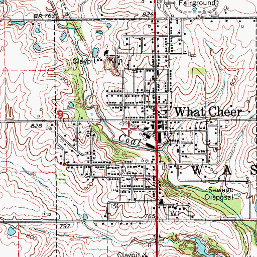Topographic Map of What Cheer (historical), IA