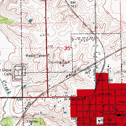 Topographic Map of Sigourney Golf Club, IA