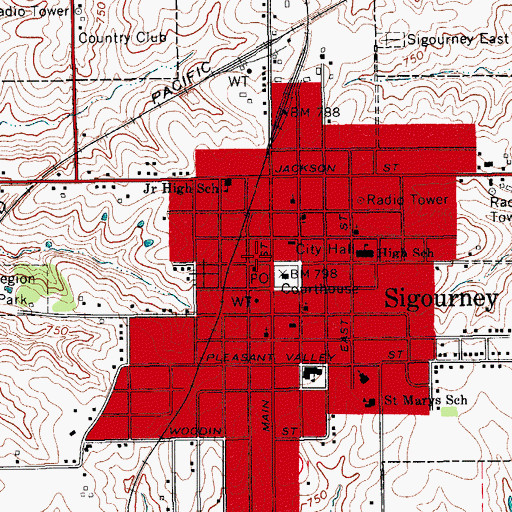 Topographic Map of Sigourney Medical Clinic, IA