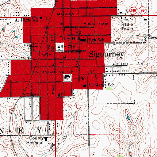 Topographic Map of Saint Marys Church, IA