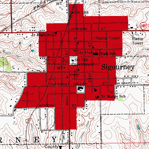 Topographic Map of Sigourney Christian Church, IA