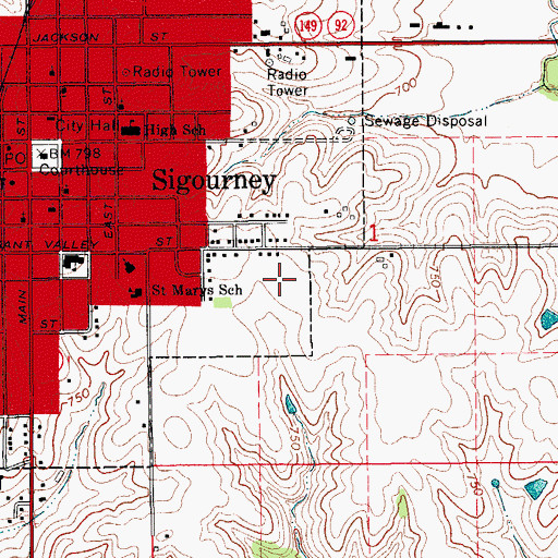 Topographic Map of Sigourney Junior - Senior High School, IA