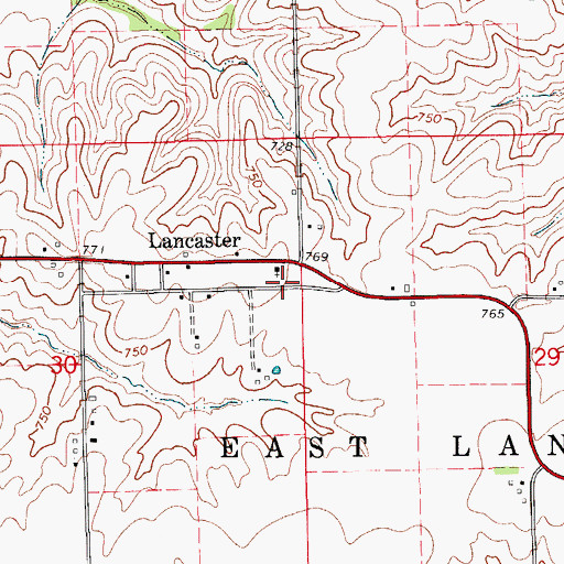 Topographic Map of Lancaster Christian Church, IA