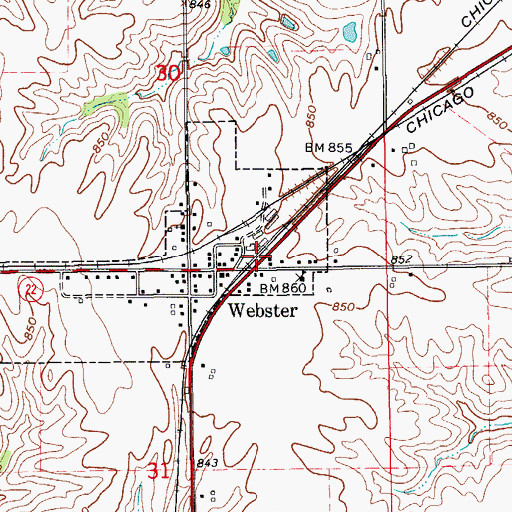 Topographic Map of Webster (historical), IA