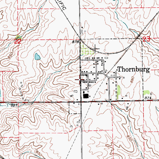 Topographic Map of Thornburg Post Office, IA