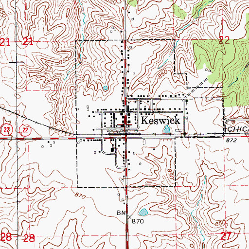 Topographic Map of Keswick Post Office, IA