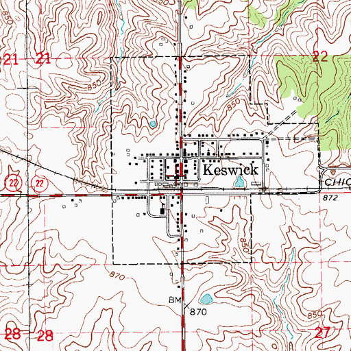 Topographic Map of Keswick City Hall, IA