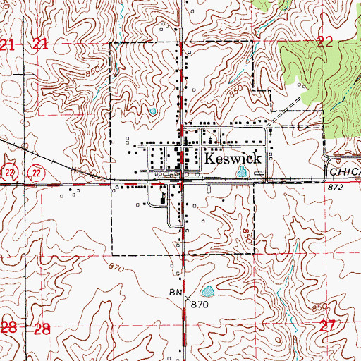 Topographic Map of Keswick (historical), IA
