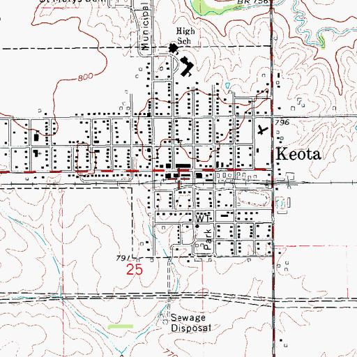 Topographic Map of Keota (historical), IA