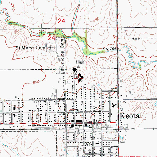 Topographic Map of Keota Elementary School, IA