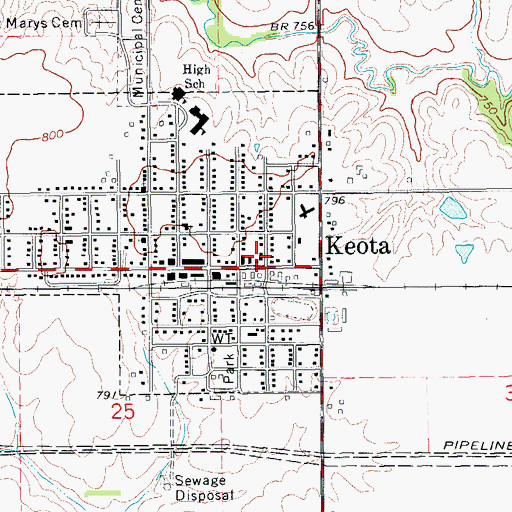 Topographic Map of Keota Police Department, IA