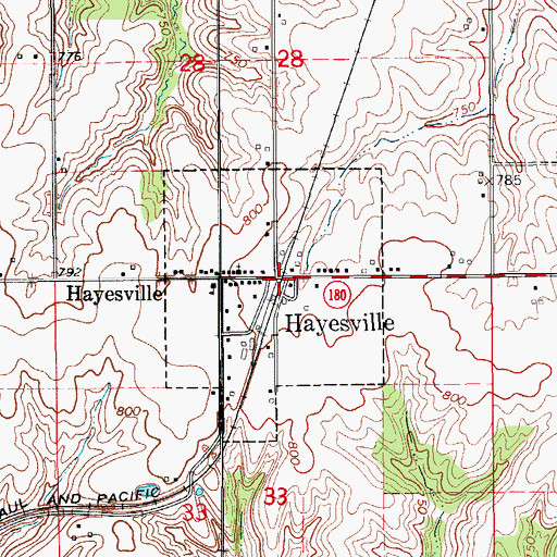 Topographic Map of Hayesville (historical), IA