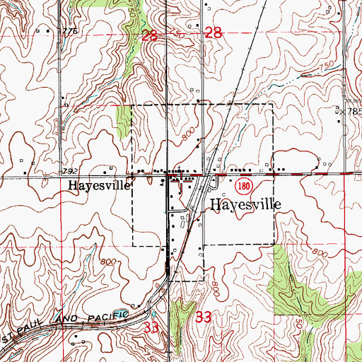 Topographic Map of Hayesville Post Office, IA