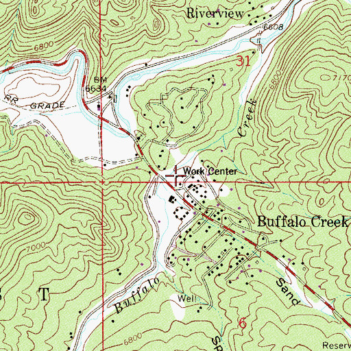 Topographic Map of Buffalo Creek Work Center, CO