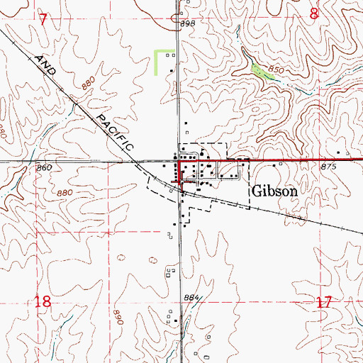 Topographic Map of Gibson (historical), IA