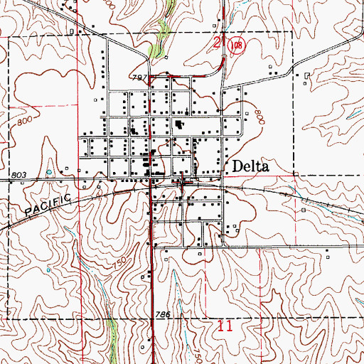Topographic Map of Delta (historical), IA