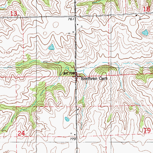 Topographic Map of Ollie Brethren Cemetery, IA