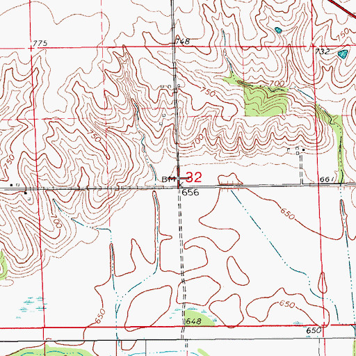 Topographic Map of Trueblood Cemetery, IA